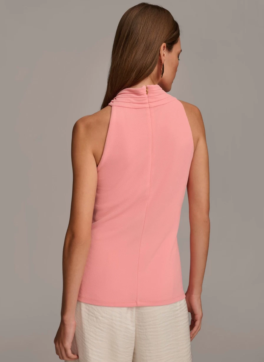 Donna Karan Women's Halter Neck Hardware Top - Stylish Metal Detail Blouse
