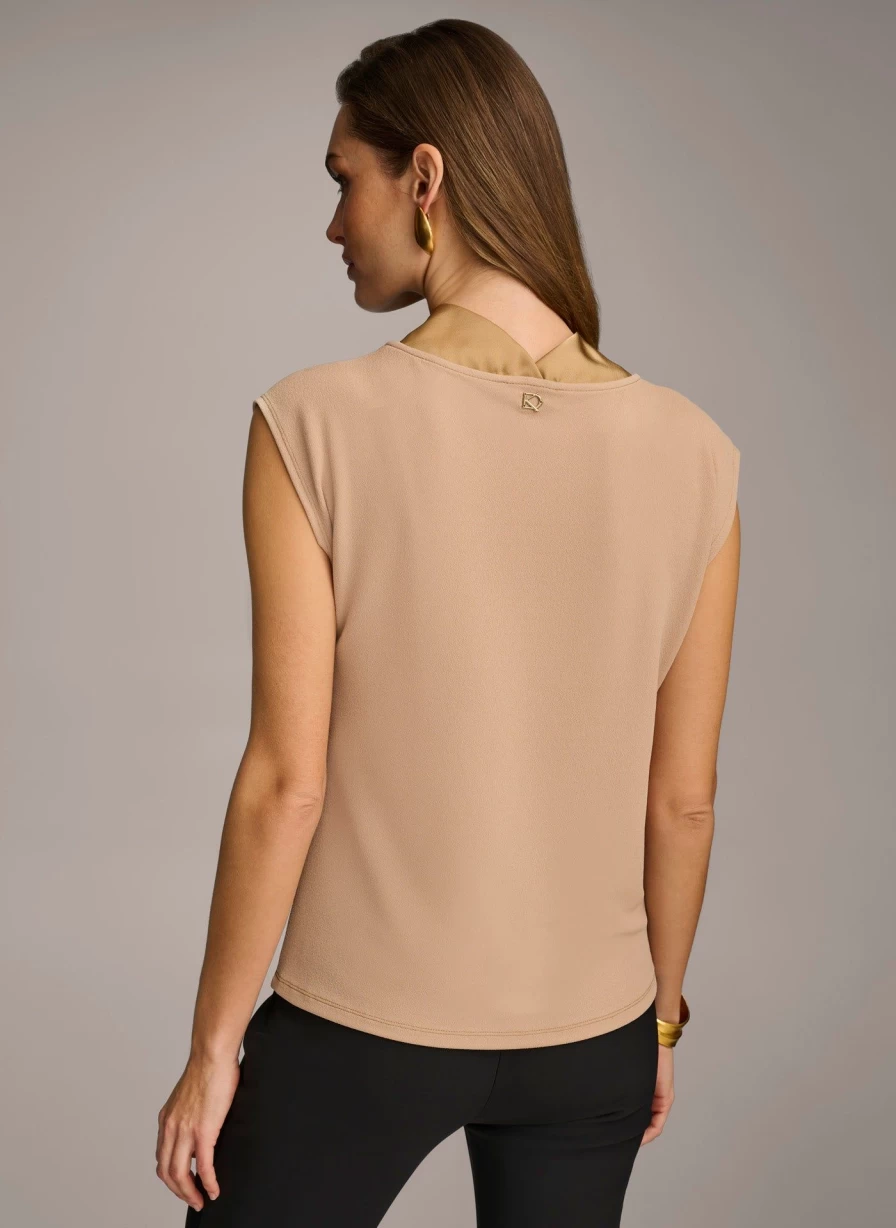 Donna Karan Women's Sleeveless Cowl Neck Blouse - Elegant Casual Top for Women