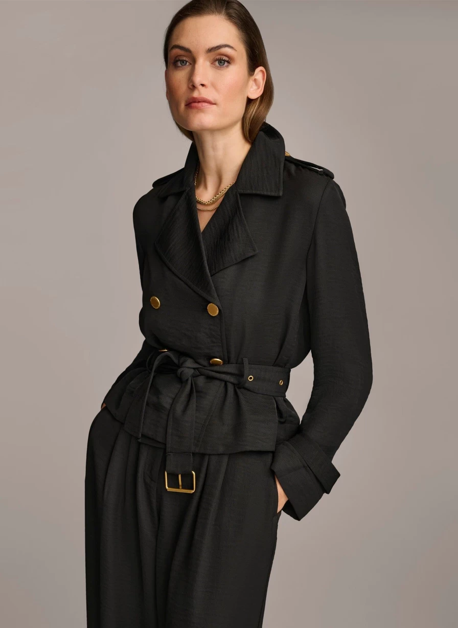 Donna Karan Women's Double Breasted Blazer - Classic Tailored Jacket for Professional Style