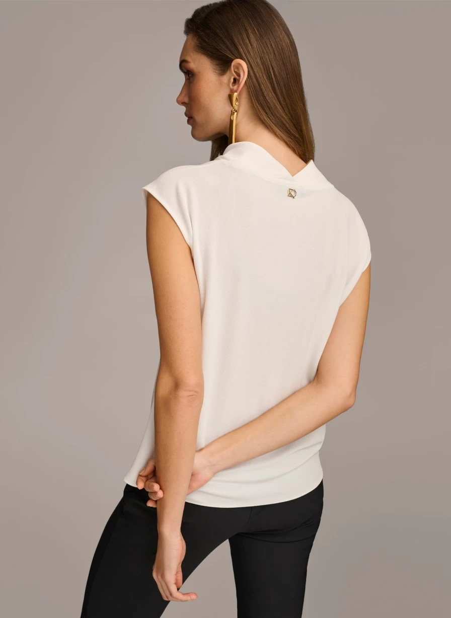 Donna Karan Women's Sleeveless Cowl Neck Blouse - Elegant Casual Top for Women