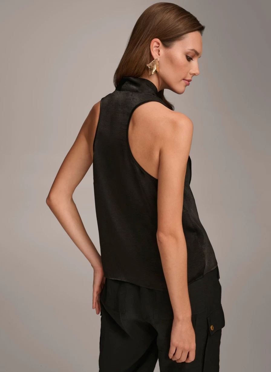 Donna Karan Women's Sleeveless Drape Neck Blouse - Elegant Casual Top for Women