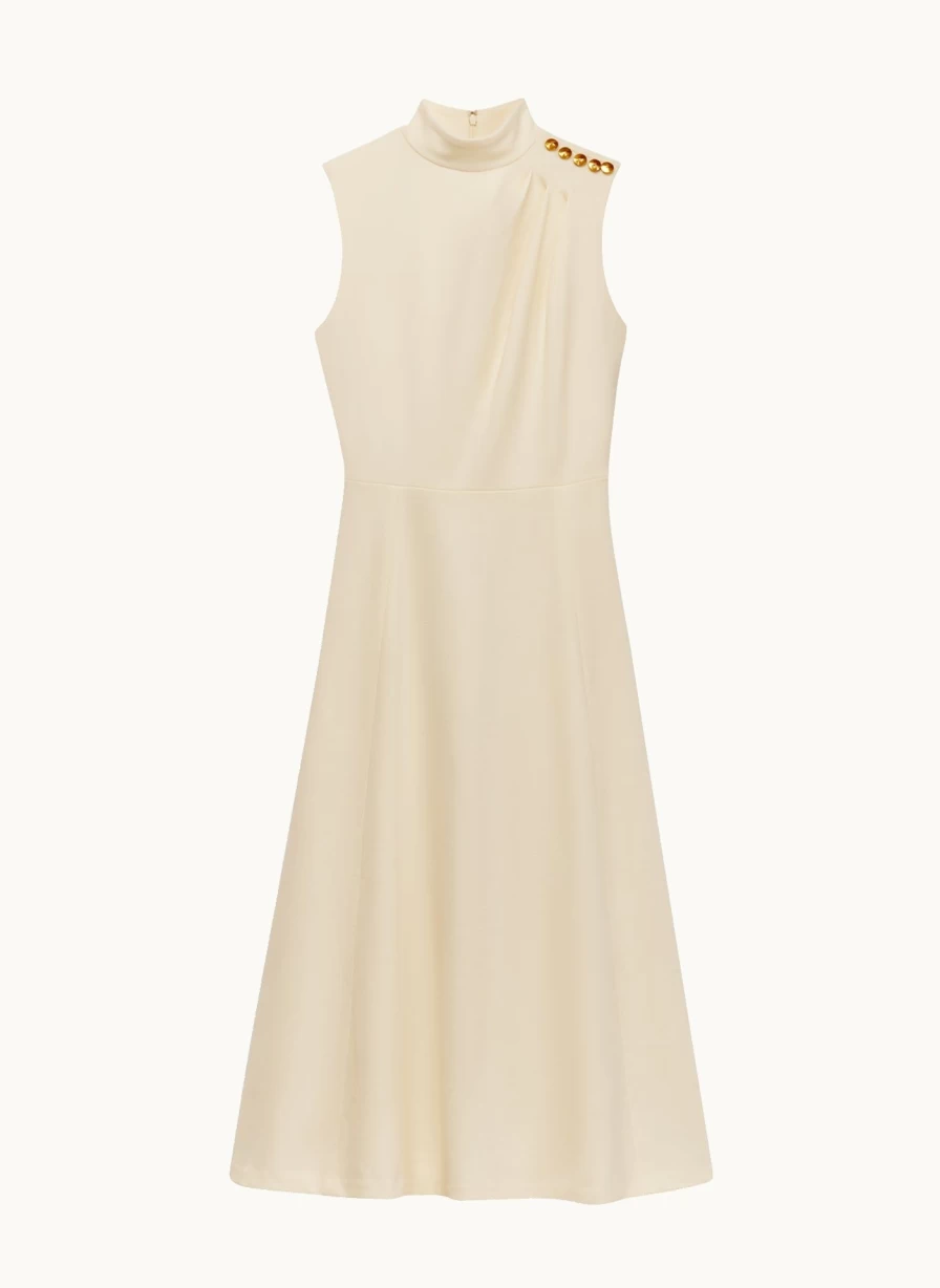 Donna Karan Women's Mock Neck Midi Dress - Elegant Long Sleeve Bodycon Style