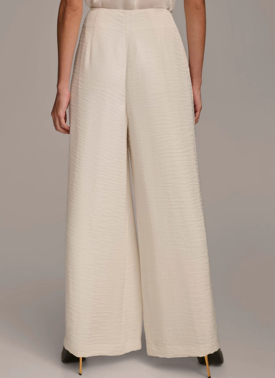 Donna Karan Women's Pleated Wide Leg Pants - Elegant High-Waisted Trousers for Casual & Office Wear