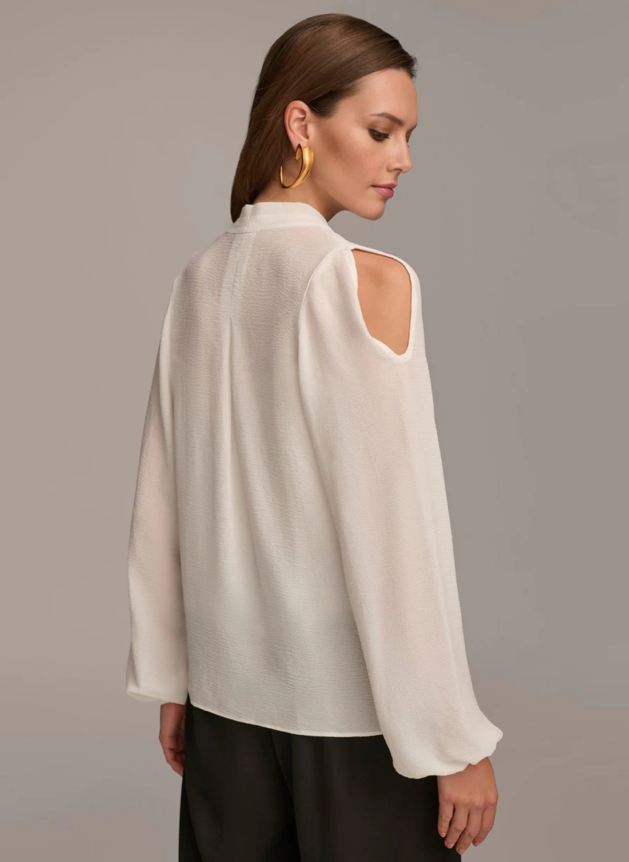 Donna Karan Women's Cold Shoulder Blouse - Elegant Off-Shoulder Top for Fashionable Outfits