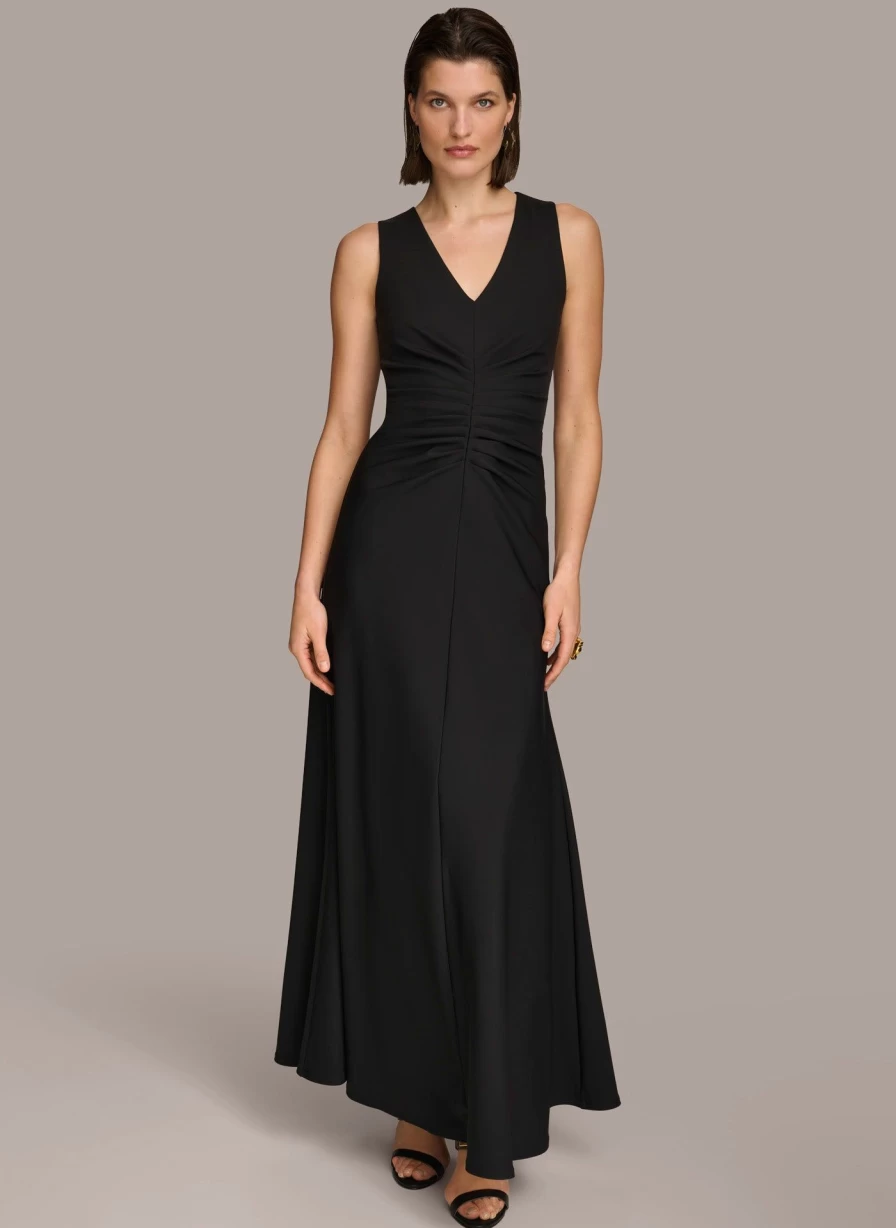 Donna Karan Women's V-Neck Twist Front Elegant Evening Gown