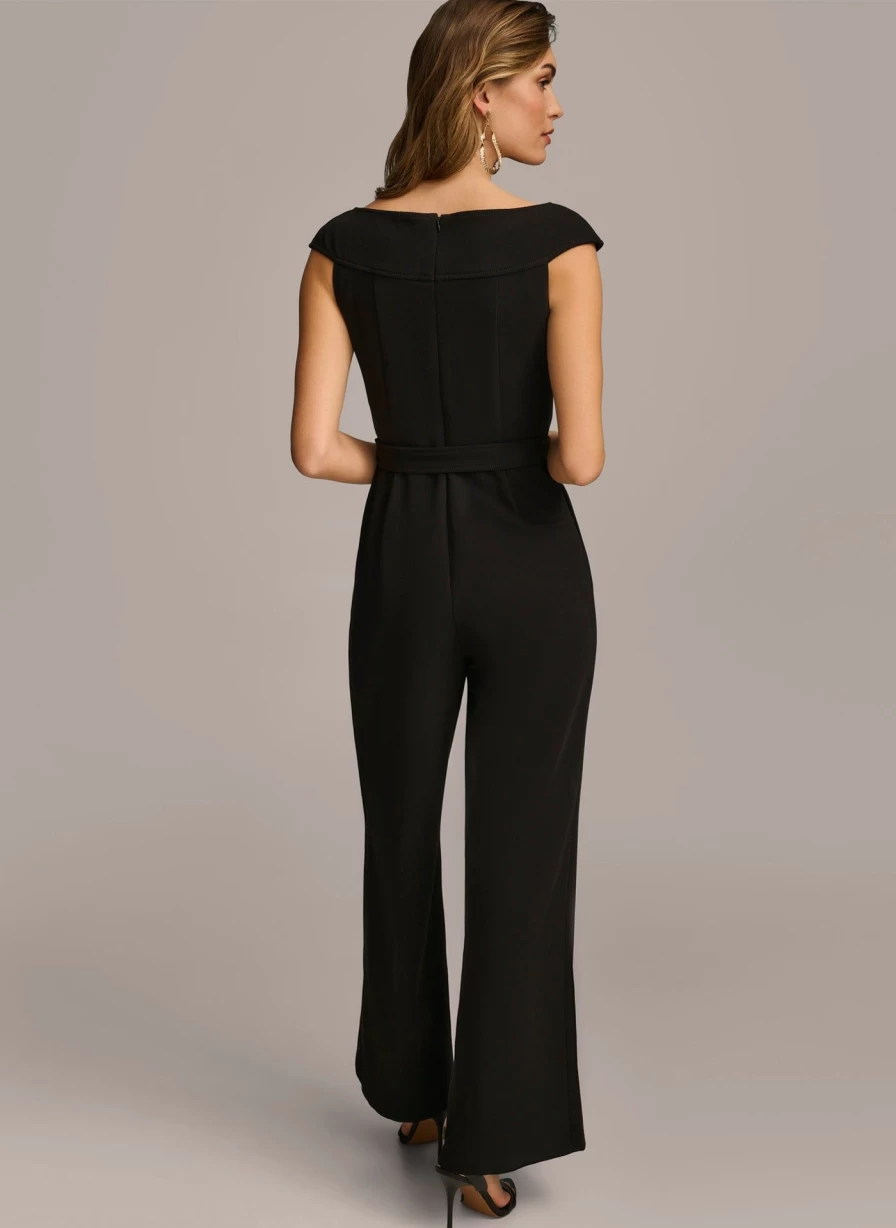 Donna Karan Women's Jumpsuit with Stylish Hardware Belt - Fashionable One-Piece Outfit