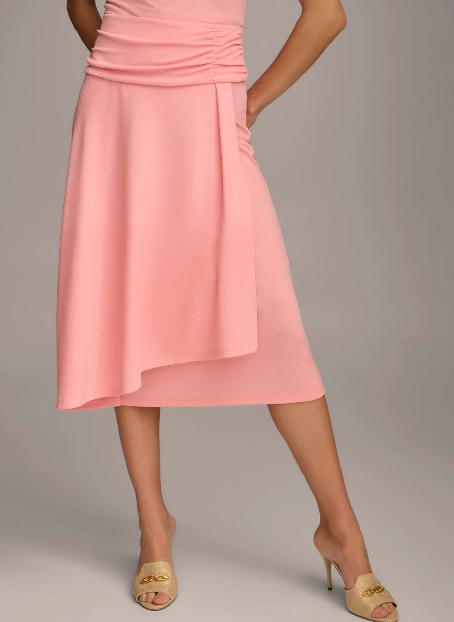 Donna Karan Women's Ruched Skirt - Elegant Stretch High-Waist Bodycon Mini Skirt for Women