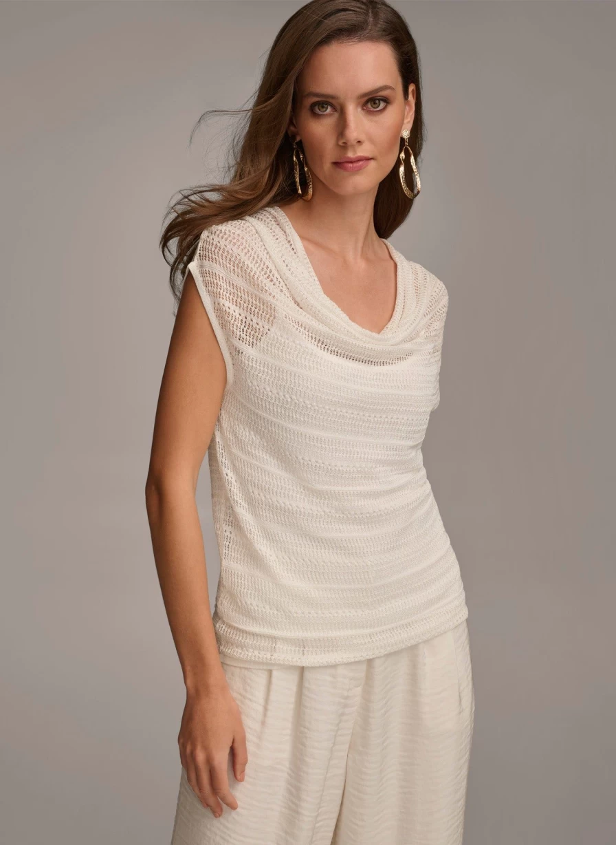 Donna Karan Women's Elegant Drape Neck Tunic Top for Stylish Layering
