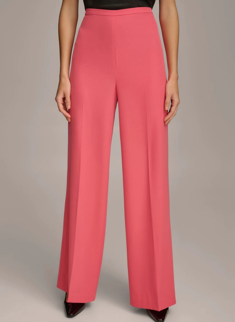 Donna Karan Women's Wide Leg High Waisted Pants - Elegant Comfort Fit Trousers