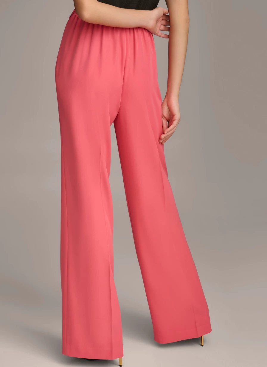 Donna Karan Women's Wide Leg High Waisted Pants - Elegant Comfort Fit Trousers
