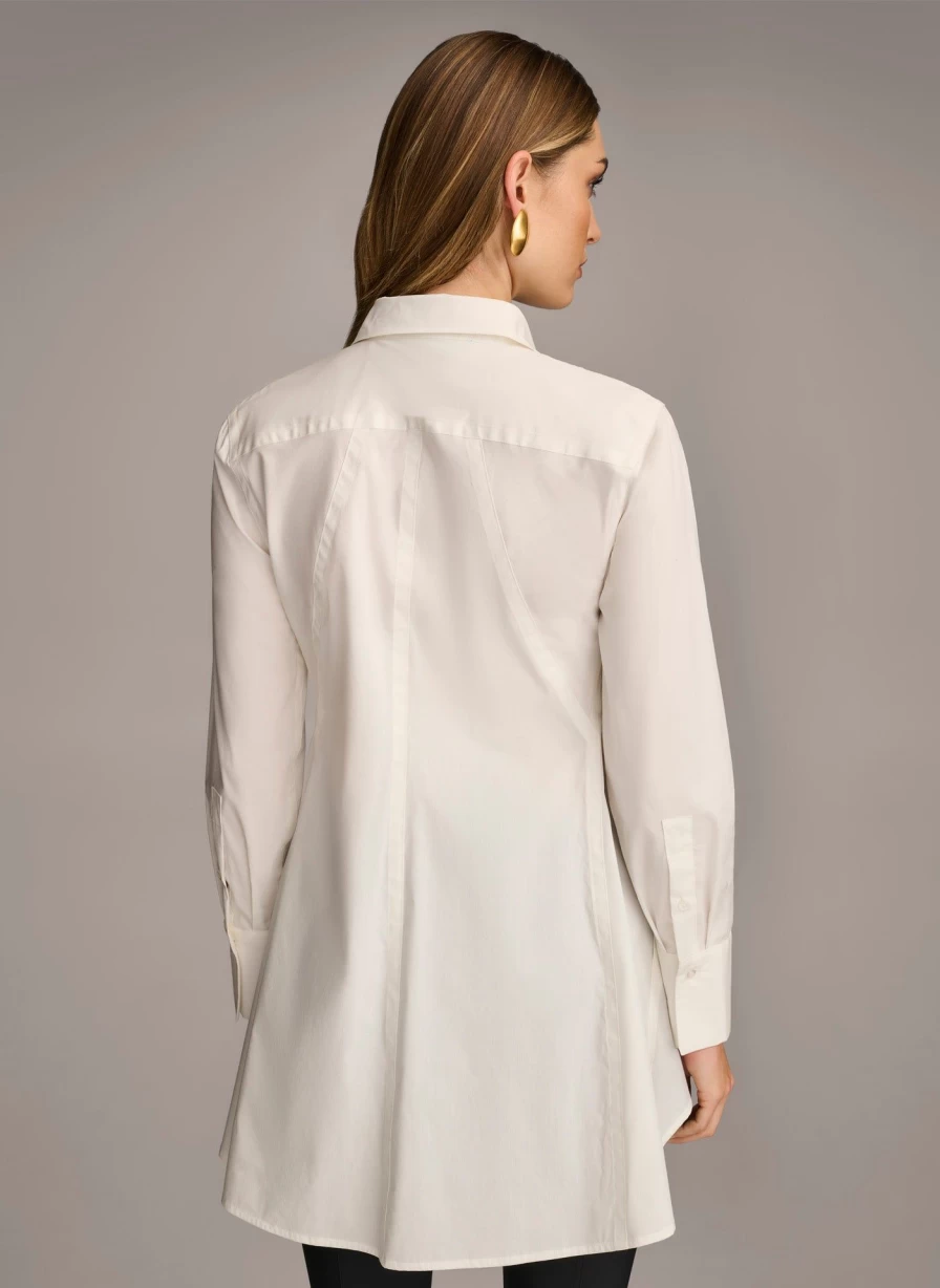 Donna Karan Women's Long Sleeve A-Line Tunic Top Elegant Casual Blouse