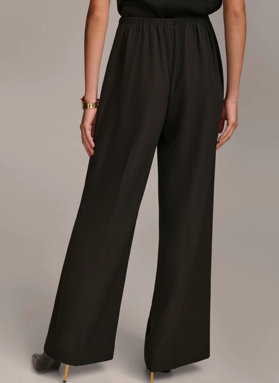 Donna Karan Women's Wide Leg High Waisted Pants - Elegant Comfort Fit Trousers