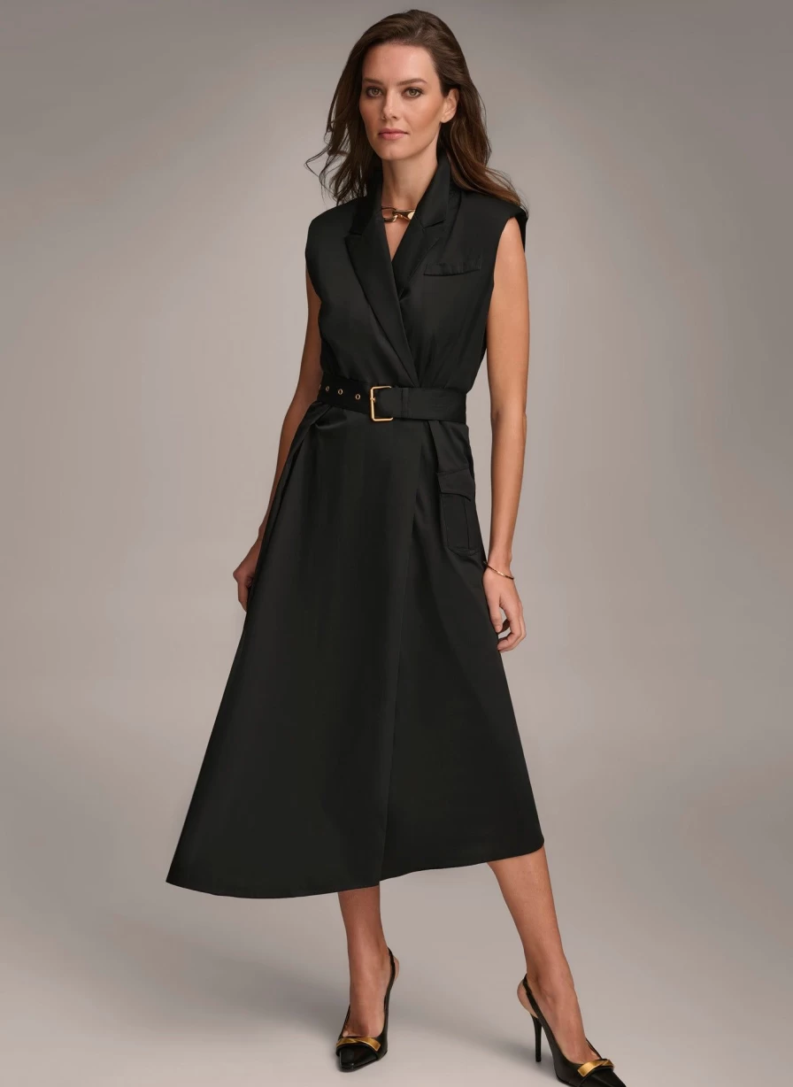 Donna Karan Women's Belted Asymmetrical Dress - Elegant Designer Dress for Women