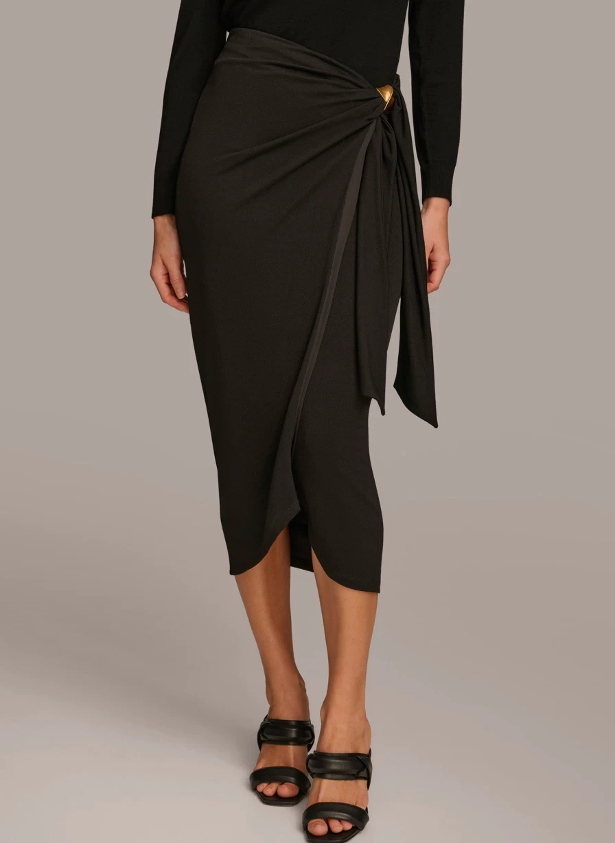 Donna Karan Women's Tie Waist Faux Wrap Dress - Elegant Casual Wrap Style