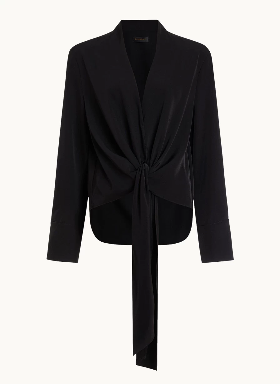 Donna Karan Women's Tie Front V-Neck Top – Elegant Casual Blouse for Women
