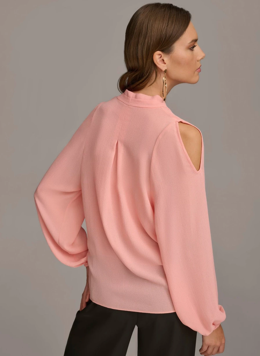 Donna Karan Women's Cold Shoulder Blouse - Elegant Off-Shoulder Top for Fashionable Outfits